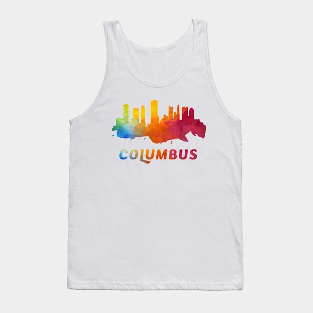 Columbus Skyline Watercolor Style Tank Top by ThirdEyeAerial